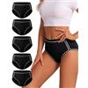 Briyat Mutande Donna Cotone Slip 5 Pezzi Vita Media Elasticizzate | 93.2% cotone 6.8% elastan, copertura confortevole, morbide e traspiranti, per uso quotidiano