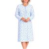 K-Milano Camicia da notte da donna a maniche lunghe, con bottoni, taglie da M a 3XL, tinta unita e motivo floreale, in cotone, ideale per anziani e nonne in cura