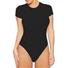 QKEPCY Body Donna Maniche Corte Girocollo Bodysuit Elasticizzato Modellante Contenitivo Aderente Bodysuit Basic Elegante Comodo versatile Outfit Estivi