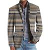 WAZHAKU Sakko - Giacca da uomo vintage a quadri, vestibilità normale, casual, moderna, a righe, per matrimoni, feste, lauree, affari, tempo libero
