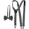LRXIYODE Bretelle da Uomo Note Musicali, Set Regolabile 80x3,7x1cm Nero | Fiocco, Poliestere, Lattice e PVC, Effetto Decorativo per Eventi Speciali