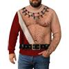 Qiumoney Maglione Natalizio Brutto per Uomo e Donna con Divertente Stampa 3D, Motivo Petto, Pancia, Maniche Lunghe, Girocollo, Felpa Natalizia