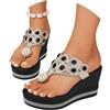 Tobysper Sandali da donna con plateau, infradito con zeppa, sandali bohémien con strass e perle, eleganti infradito con strass, sandali ortopedici, sandali estivi da spiaggia