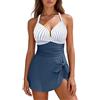 Generic Costume da bagno intero da donna con gonna e controllo della pancia, costume da bagno a forma di costume da bagno increspato Plus Size costumi da bagno morbidi con pantaloncini da bagno integrati