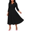 Meaunzyl Vestito Donna Estivo Lungo con Scollo A V Maniche 3/4 Abito Cerimonia Donna Elegante Tinta Unita Casual Curvy Vestiti da Cocktail Party Matrimonio