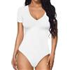 QKEPCY Body Donna Maniche Corte Scollo a V Bodysuit Aderente Bodysuit Contenitivo Modellante Elegante per Outfit Estivi Casual Quotidiano