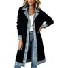 Generic Cardigan Lungo in Maglia Patchwork di Jeans da Donna, Trench Autunno | Cappotti Invernali Lunghi da Donna for L'autunno, Caldo Cappotto con Risvolto in Denim con Cappuccio
