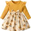 Kumsolu - Vestito da bambina a maniche lunghe con stampa di api