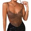 Haibang Top da Donna in Pizzo Canotta Donna Estiva Sexy Slim Fit Corsetto con Spalline Sottili Senza Maniche Crop Top Scollo a V Regolabile Canottiera Elegante Sottogiacca Aderente Bustier Clubwear