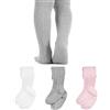 ZERULETS Collant per bambini per bambine, antiscivolo, confezione da 3 pezzi, in cotone, unisex, per neonati, bambini (6 mesi-6 anni), colore nero, bianco, rosa, grigio