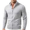 HEONSATI Cardigan da Uomo a Maglia Leggero con Colletto Rialzato e Zip | Cappotto Casual a Maniche Lunghe In Pile Sottile Cardigan In Cotone Curvy Maglione Maglia Con Cerniera Frontale Aperto Calda