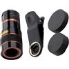 TOKIDNY Obiettivo Monoculare 8X per Cellulare con Clip Teleobiettivo Zoom Regolabile per Smartphone Lente Telescopio a Lunga Focale Adatta a Fotocamere Posteriori Facile da