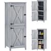 Outsunny Casetta da Giardino Base Rialzata 60x60x160 cm Grigio Chiaro | Legno di Abete, 2 Armadietti, 2 Ripiani Removibili, Armadio da Giardino, Terrazza e Patio
