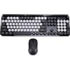 BANAPOY Set tastiera e mouse wireless a 2,4 GHz in stile macchina da scrivere retrò, 104 tasti, mouse silenzioso, tasti multimediali, Plug & Play, per PC, laptop e desktop