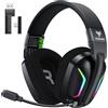 WESEARY Cuffie da gioco per PS5, PS4, PC, Switch, smartphone, Mac, laptop, con tecnologia a 2,4 GHz, microfono con cancellazione del rumore, batteria da 60 ore, luci LED, pieghevoli e audio surround