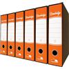 Euro-Cart Registratore a Leva con Custodia 6 Pezzi Dorso 8cm Raccoglitore ad Anelli A4 Faldoni Portadocumenti per Ufficio e Archivio, Raccoglitori Documenti, Arancione, PROTOCOLLO (285x343mm)