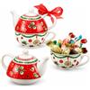 Flamigni - Teiera con tazza "Christmas" in ceramica smaltata, con torroncini morbidi - 100g