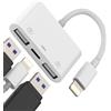 HOYULLI 3 in 1 Adattatore Lightning USB 3.0 OTG Ricarica Rapida Hub per Apple Backup Foto USB-A Trasferimento Dati per iPhone 14 Plus 14 Pro Max 13 Pro Max 13 Mini 12 Mini 11 per iPad Pro Certificato MFi