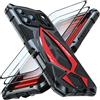 Lunivop Custodia per iPhone 18 Pro Max/17 Pro Max Protezione resistente Vite robusta Corpo completo in metallo di grado militare in gomma con custodia rigida e durevole 2026/2025（nero rosso）