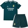 Real Madrid Divisa Trasferta - Completo Calcio Bambini - Taglie 116 a 164 - Stagione 2026/2027 - Maglia e Pantaloncini - Ragazzi - Ragazze - Verde Scuro