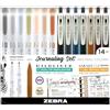 Zebra Pen Zebra Sarasa Clip Vintage and Mildliner Neutral Set, 7 penne gel retrattili, 7 evidenziatori a doppia punta, punta fine, 0,5 mm, colori vintage neutri assortiti, 10114