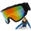 Generic Occhiali da sci multifunzionali, trasparenti, comodi, con lenti | Occhiali da sci antivento con protezione UV, cinturino regolabile, per sci, snowboard, moto, ciclismo, sport all'aria aperta