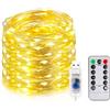 EvaStary Stringa Luci LED, 20M 200LED USB Lucine Decorative, Catene Luminose Filo d'Argento, con Telecomando, 8 Modalità, IP65 Impermeabile Catena Luminosa per Interni ed Esterni, Giardino, Giallo Caldo