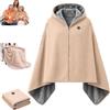 Generico Coperta Riscaldante da Indossare Coperta Elettrica Singola Portatile Kaki | 3 Livelli di Calore Regolabile,Coperta Termica Elettrica con Cappuccio,Cerniera Poncho Riscaldante Elettrico per Casa Ufficio