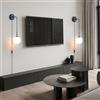 Generic Lampade da Parete e Applique, Set di 2 luci da attaccare con Cavo, Applique a Sfera in Vetro sospese con Filo, per Camera da Letto, Soggiorno (Nero-Due Pezzi)