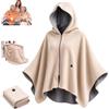 Generico Coperta Riscaldante da Indossare Coperta Elettrica Singola Portatile Beige | 3 Livelli di Calore Regolabile,Coperta Termica Elettrica con Cappuccio,Cerniera Poncho Riscaldante Elettrico per Casa Ufficio
