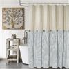 DOSLY IDÉES Tenda da doccia in stile country, beige e blu, a righe, con bottoni, in tessuto di cotone, stile rustico, 183 x 183 cm