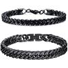 GoPaw 2Pcs Uomo Bracciale In Acciaio Inox, Mano Catene In Acciaio Inox Per I Ragazzi Uomini Papà 19/21/23cm Bracciale In Acciaio Inox (Argento/Nero)