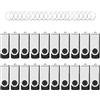 Wooolken 20 Pezzi Chiavette USB 2.0 32GB WOOOLKEN Girevole Nera e Portachiavi Portachiavi