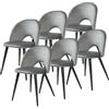 [en.casa] Set di 6 Sedie da Sala Pranzo Poltroncine per Salotto Cucina Sedie Imbottite con Rivestimento in Tessuto Effetto Velluto 77 x 50 x 55 cm - Grigio/Nero