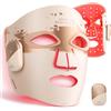 RENPHO Maschera LED Viso, Senza Fili, Regalo Donna, Oro | 850 nm NIR, 204 LED, 3 modalità, 2 controller magnetici, luce rossa/blu, timer 10 minuti, idee regalo donna, cura del viso