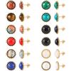 JMFENFA Set di 12 paia di orecchini in pietra preziosa, placcati oro, in acciaio inox, turchese, occhio di tigre, onice, lapislazzuli, malachite e pietra