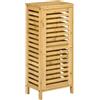 kleankin Armadietto Bagno in Bambù 30x19.9x70 cm Color Legno | Armadietto da Bagno, Ripiano Interno Regolabile, Porta a Feritoia