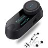 Merkloos Auricolare Bluetooth per casco da moto - Interfono - Portata: 800 metri - Bluetooth 5.0 - Display LCD - Colore: nero