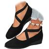 ZPLMIDE Scarpe da donna comode, elastiche incrociate, con zeppa, ballerina, alla caviglia, con cinturino incrociato, punta arrotondata, comoda pompa