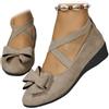 ZPLMIDE Scarpe da donna comode, elastiche incrociate, con zeppa, ballerina, alla caviglia, con cinturino incrociato, punta arrotondata, comoda pompa