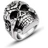 Whoiy Anello Fidanzamento Argento, Anelli con Il Teschio Titanio e Acciaio Inossidabile Anello Teschio Fiore Vintage Largo 25,3 mm Anelli Moda Uomo