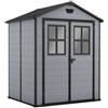 Keter Casetta da giardino in polipropilene grigio 1.5 x 1.5 m, superficie esterna 2.5 m² e spessore parete 16 mm, con pavimento e porta a due ante, KETER Exclusive