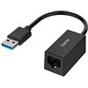 Hama Adattatore USB a RJ45 (adattatore di rete da USB 3.0 a Gigabit Ethernet LAN 10/100/1000 Mbit/s, 10 anni di garanzia, per PC portatile, tablet, MacBook, USB A a router, switch, hub) nero