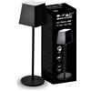 V-TAC Lampada LED da Tavolo 2W Colore Nero in Alluminio ricaricabile con USB C Touch Dimmerabile 3000K IP54