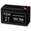 V-TAC Batteria al Piombo Acido 12V 7Ah per Allarmi, Videosorveglianza, UPS Terminali T2 151x65x100mm