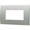 ETTROIT Placca ETTROIT Venus 4 moduli in plastica, Silver, compatibile con Vimar Arkè - VA83406