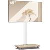 Merkloos Supporto TV con ruote - Supporto da pavimento per TV - 32-65 pollici - Altezza regolabile - Rotazione 60° - Carico massimo 40 kg - Base in legno