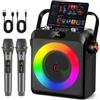 Dripio Altoparlante per karaoke con 2 microfoni, Bluetooth, luci da discoteca e design portatile