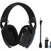 Merkloos Cuffia gaming wireless - Bluetooth 5.3 - 2.4GHz dongle - Pieghevole - 215 g - Nero