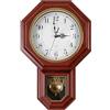 KANEODOT Orologio da parete con pendolo, orologio da parete in plastica imitazione legno rosso, funzionamento a batteria, orologio da parete decorativo vintage per soggiorno, fattoria, ufficio, camera